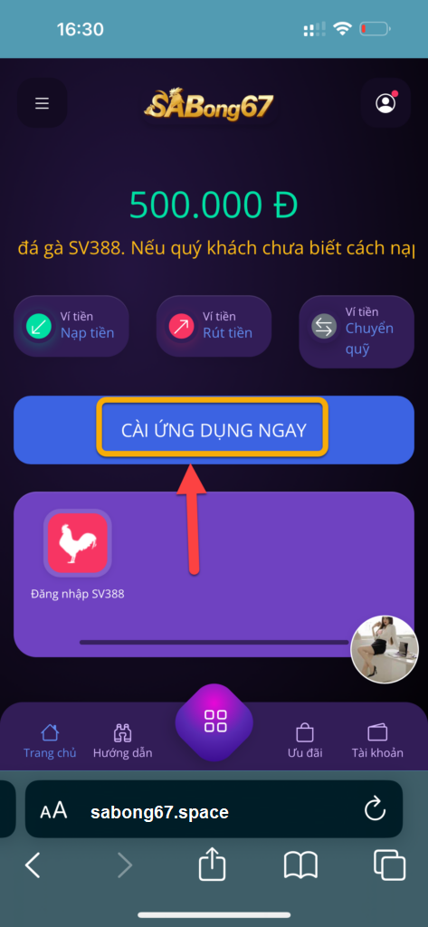 Truy cập trang chủ để tải app SABONG67